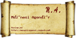 Ménesi Agenór névjegykártya